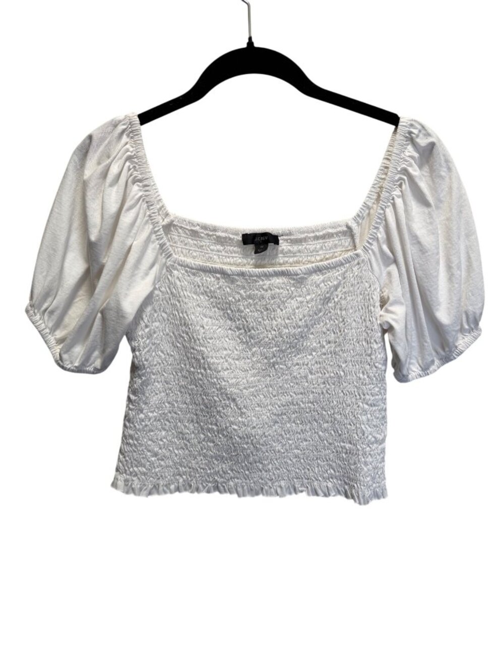 J.Crew Womens White Smocked Puff Sleeve Top Size M